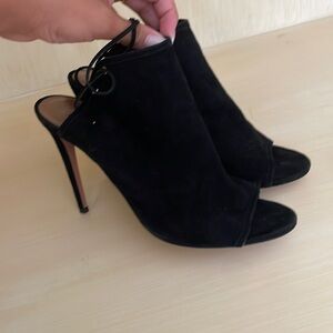 Aquazzura black suede heels